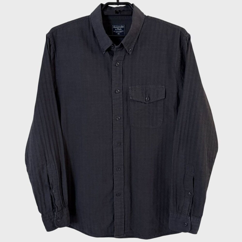 Abercrombie & Fitch Shirt Gray Men's Size XXL Button-Down Long-Sleeve Casual